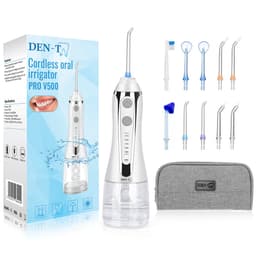 Productfoto van DEN-T waterflosser PRO V500 met 10 opzetstukken, 300 ml