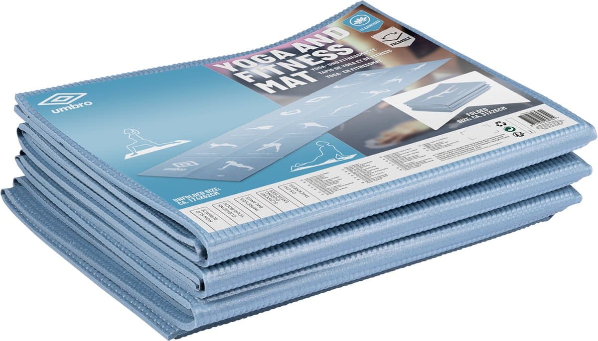 Umbro Opvouwbare Yogamat - 174 x 62 CM - Anti-Slip - 0.5 CM Dik - 13 Oefeningen in Print - Blauw thumbnail 5