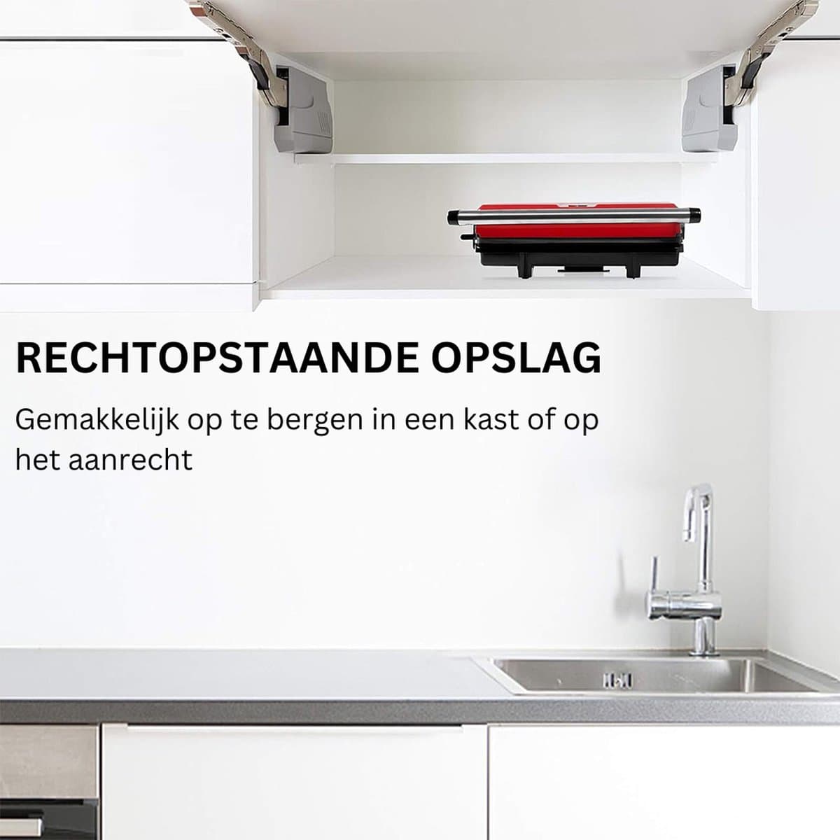 MKSS® Contactgrill - Tosti Apparaat - Tosti-ijzers - Panini Grill - Rood met Zwart thumbnail 8