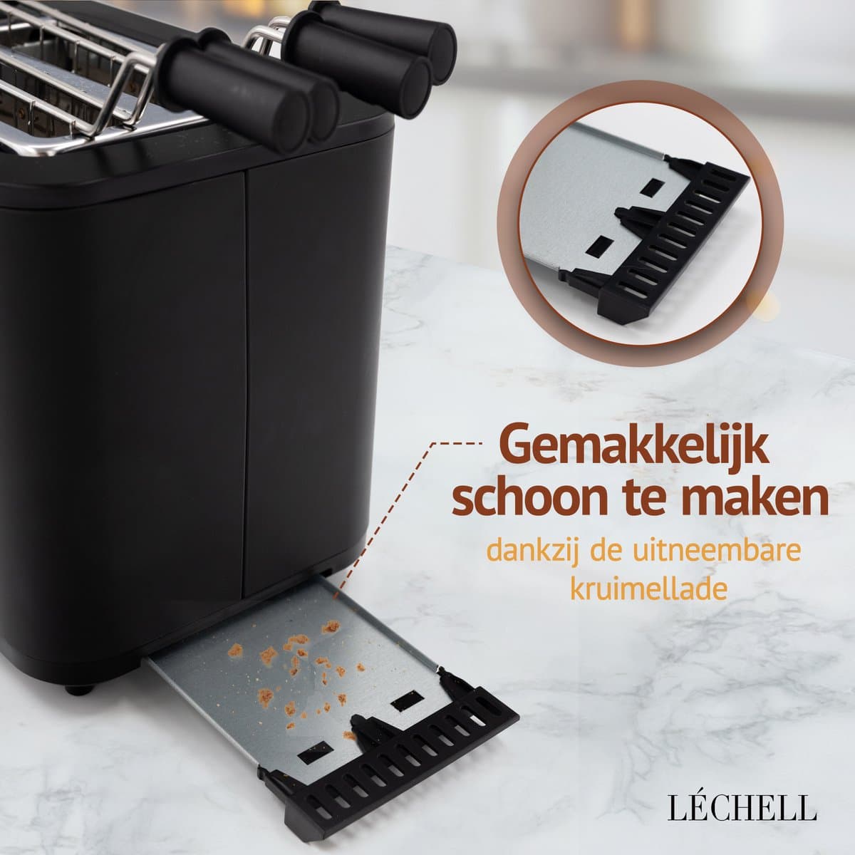 Léchell Broodrooster met tostiklemmen – 6 standen, 900W thumbnail 5