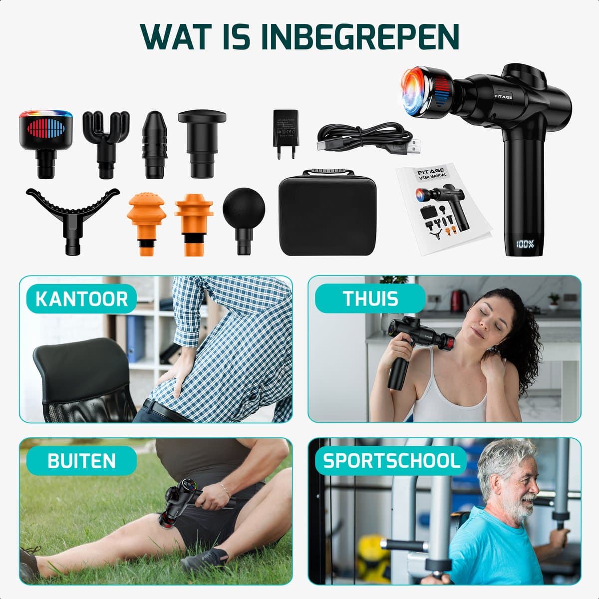FITAGE Infrarood Massage Gun: Warm & Koud, 30 standen thumbnail 7