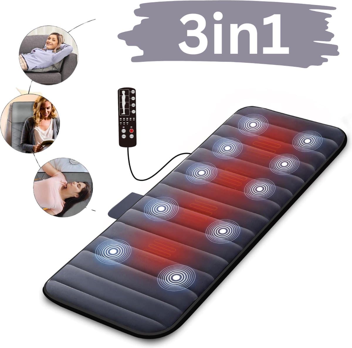 Massagematras - Massage matras met warmte - Massage matras - Massage mat - Volledig lichaam - Vibratie