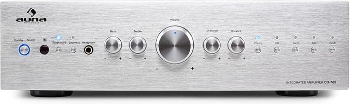 Auna Versterker, HiFi Stereo Mini Versterker, HiFi-versterker met Bass- en Treble-regelaar, 2-kanaals Audioversterker, Stereo Versterker voor Luidsprekers met Afstandsbediening, AUX, AV-receiver voor MP3 & CD thumbnail 6