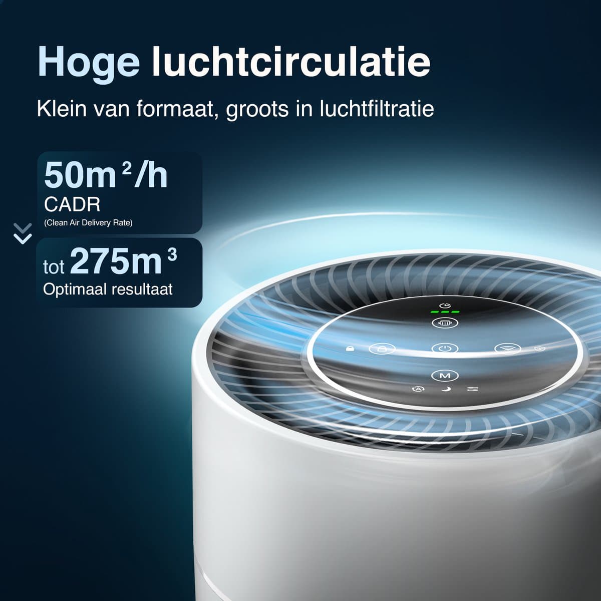 Samako Airflow - Luchtreiniger - Hepa 13 pro filter - Hooikoorts, huisdier allergieën, huisstofmijt - Luchtkwaliteitsindicator - Air purifier- Nederlandse app - Slaapstand thumbnail 2