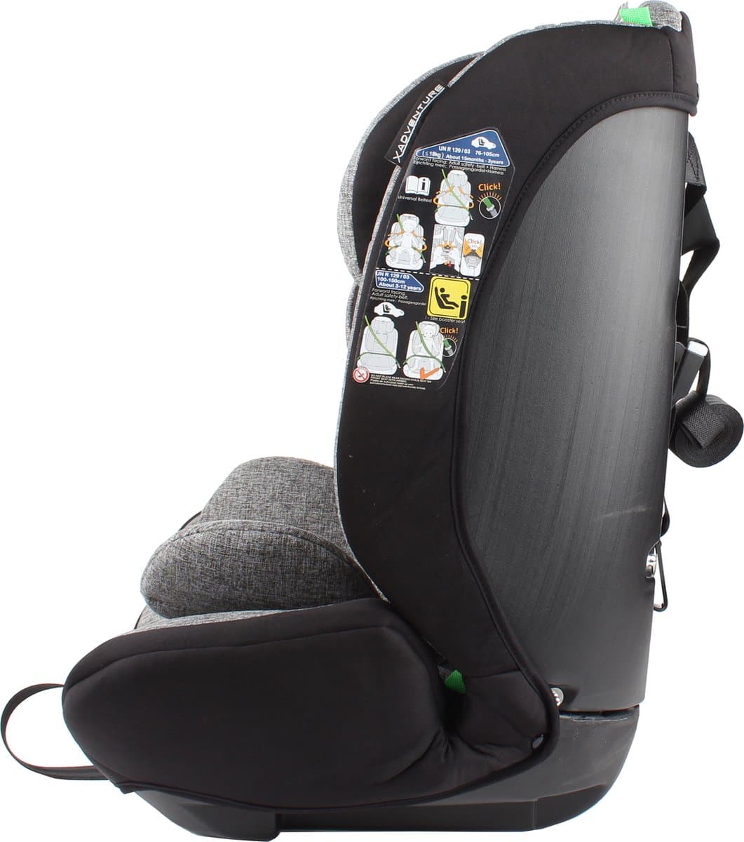 X Adventure Autostoel Premium Groep 1/2/3 9-36 kg (76 tot 150 cm) - Vanaf 15 maanden tot 12 jaar - Gordel - i-Size - Meegroei Autostoel - Grijs thumbnail 2