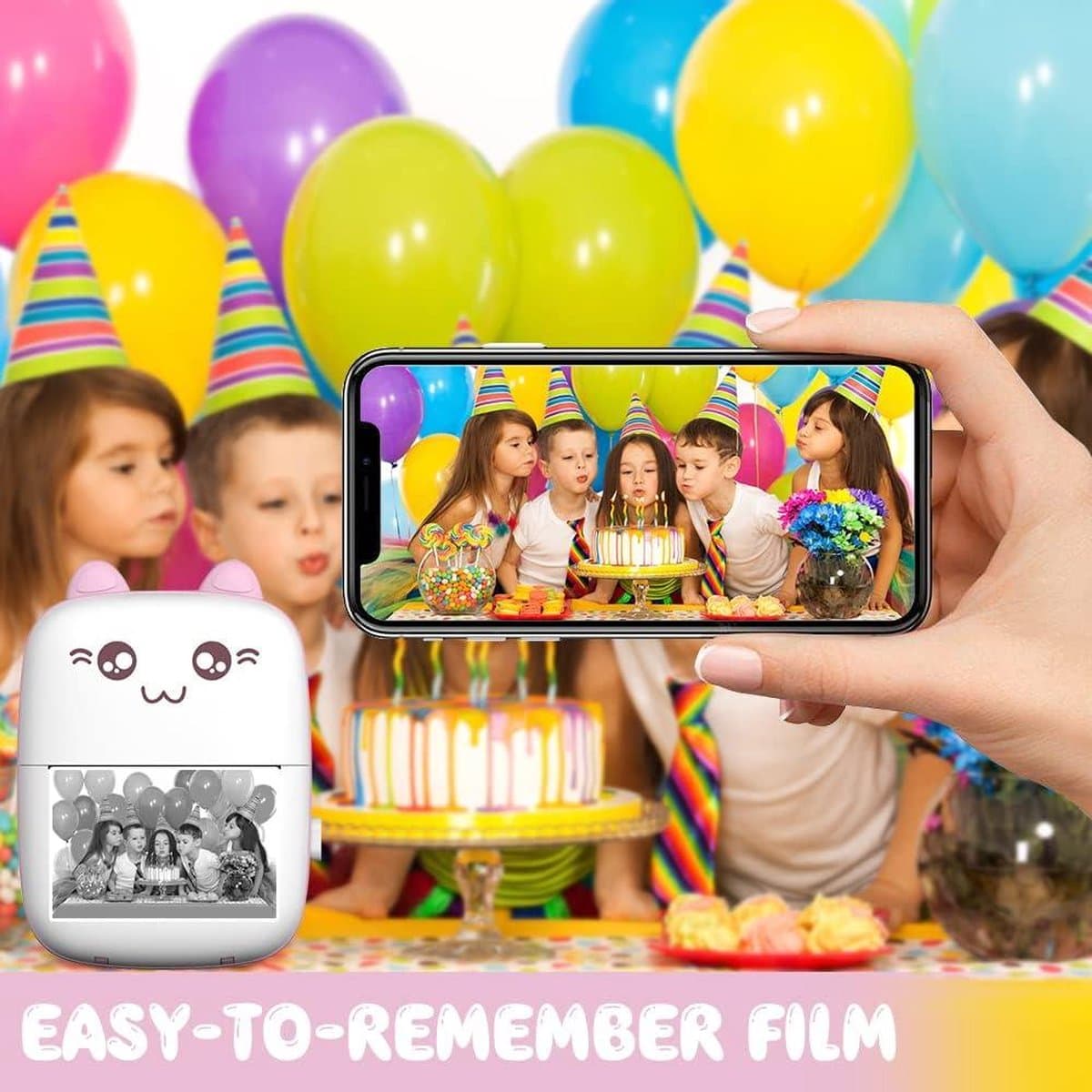 Mini-printer draagbare mini-fotoprinter voor smartphone zakprinter - thermische printer met 5 pennen - 5 thermisch papier - 5 printerpapier voor leernotities foto's - fotolabels reizen mini printer thumbnail 4
