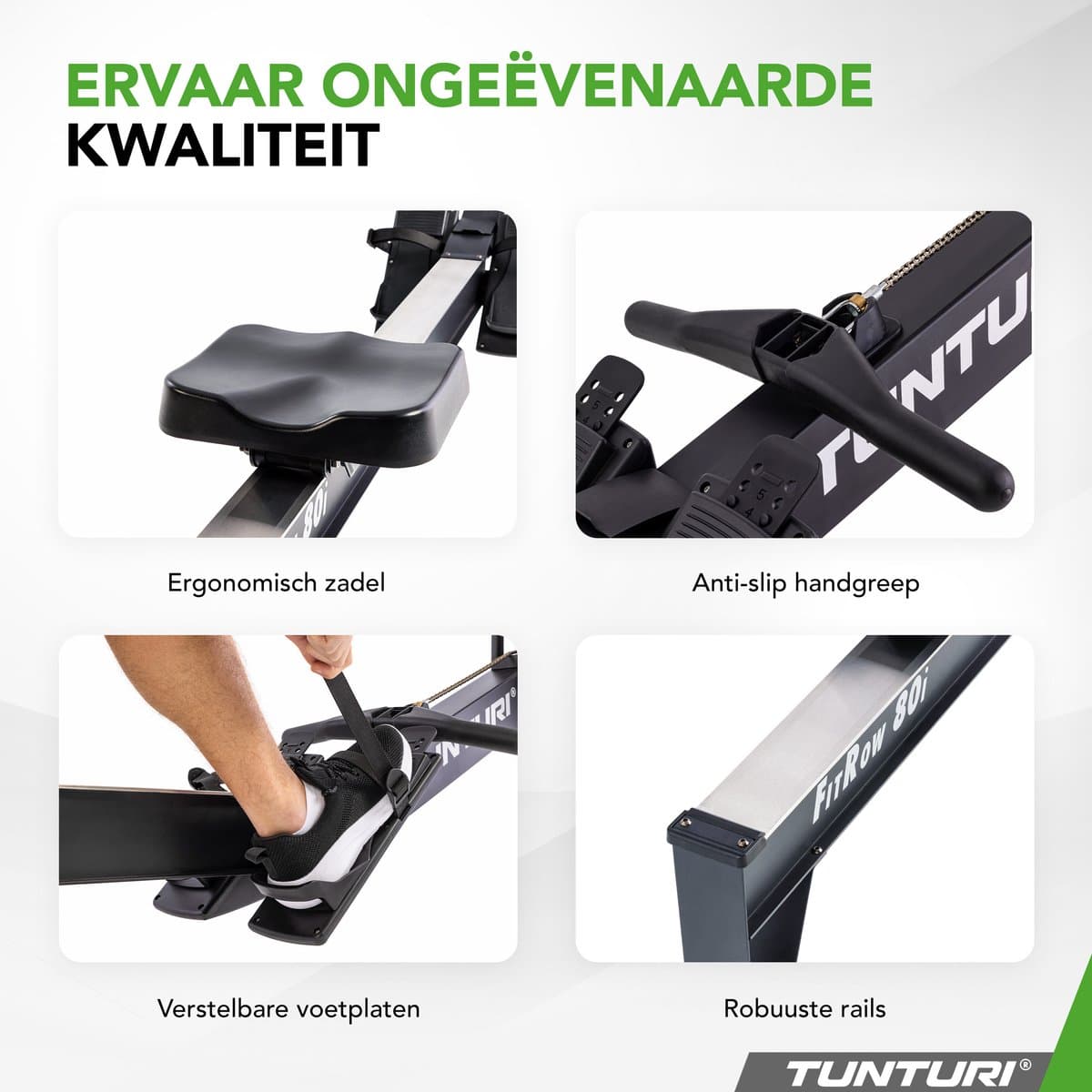 Tunturi Fitrow 80i Roeitrainer - Roeimachine Fitness - Inklapbaar roeiapparaat - 10 Weerstandsniveaus - Luchtweerstand – Bluetooth thumbnail 5