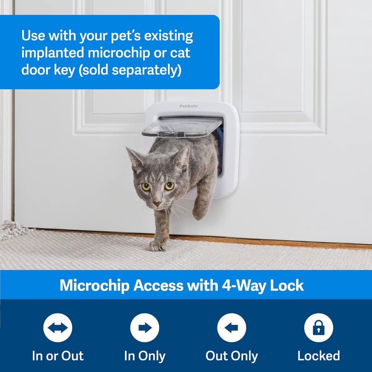 Microchip Huisdierluik voor Katten - Batterij Gevoed - 4-Weg Vergrendeling - Eenvoudige Installatie - 2017 Versie thumbnail 3