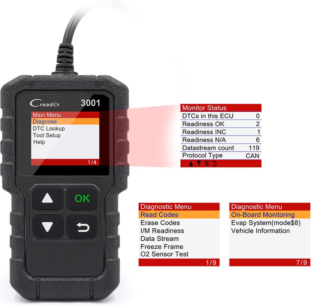 Launch Creader 3001 - OBD2 scanner - Auto Uitleesapparatuur - Storing verwijderen - Plug & Play thumbnail 7
