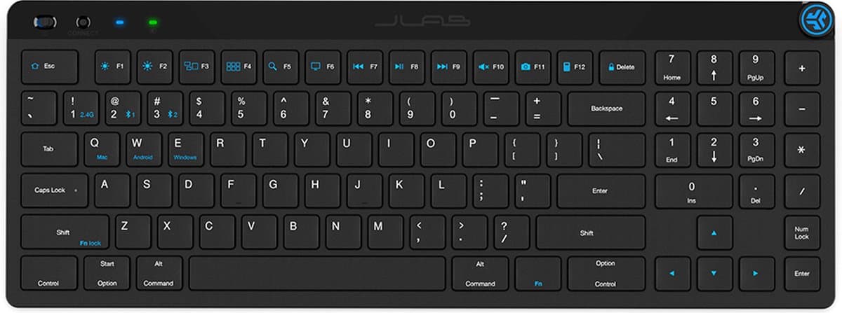 JLab JBuds Draadloos Toetsenbord - Verbinden via Bluetooth of USB Dongle - Met Shortcuts - Stille toetsen - Smart media knop - Qwerty thumbnail 6
