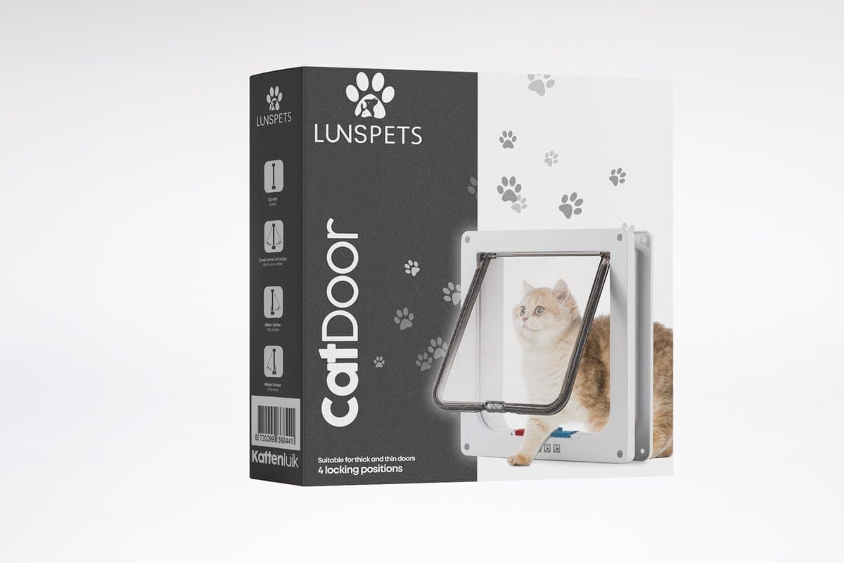Lunspets – Kattenluik met Tunnel en Magnetische Sluiting – 23.5×25.5×5.5 cm - Waterdicht - Wit thumbnail 6