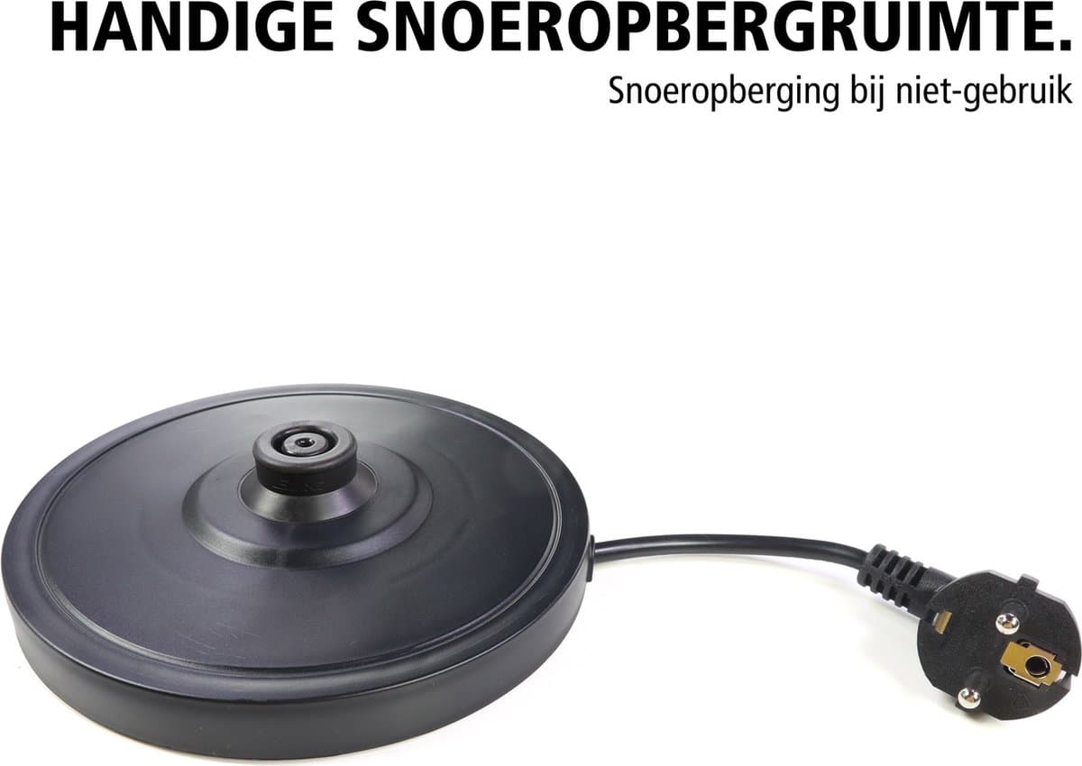 Brabantia Waterkoker - 2200 Watt - 1.7L - Snoeropbergruimte - Automatische uitschakeling - Zwart - BBEK1017 thumbnail 6