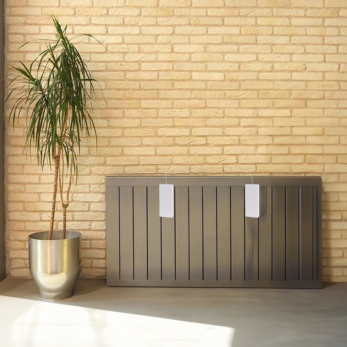 Waterverdamper radiator - Pakket van 4x stuks - wit - 20 cm - dolomiet/aardewerk - luchtbevochtiger - radiator bak thumbnail 2