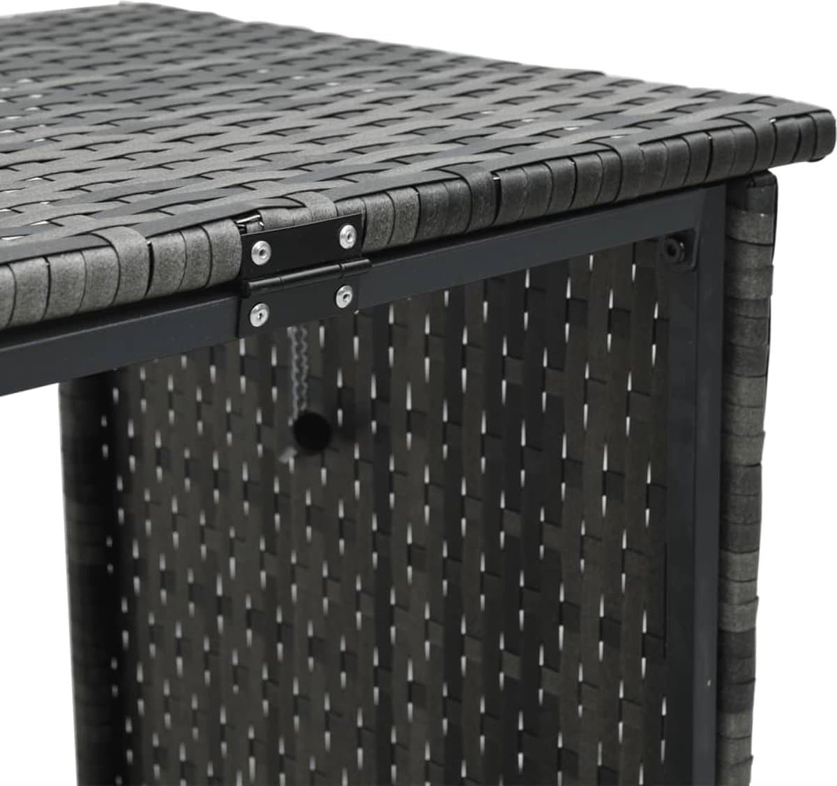 vidaXL - Tuinbank - met - tafel - en - kussens - L-vormig - poly - rattan - grijs thumbnail 2