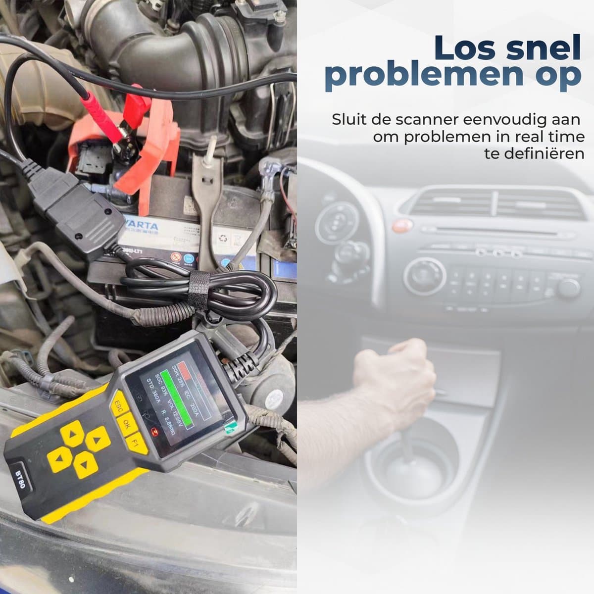 Deluxness®- OBD2 Scanner en Batterijtester – Jumpstarter voor Auto - Diagnosecomputer – Auto Uitlezen – Storing Verwijderen – Accutester 12V - Nederlandse Taal - Motorstoring - Diagnose apparatuur voor auto's thumbnail 7