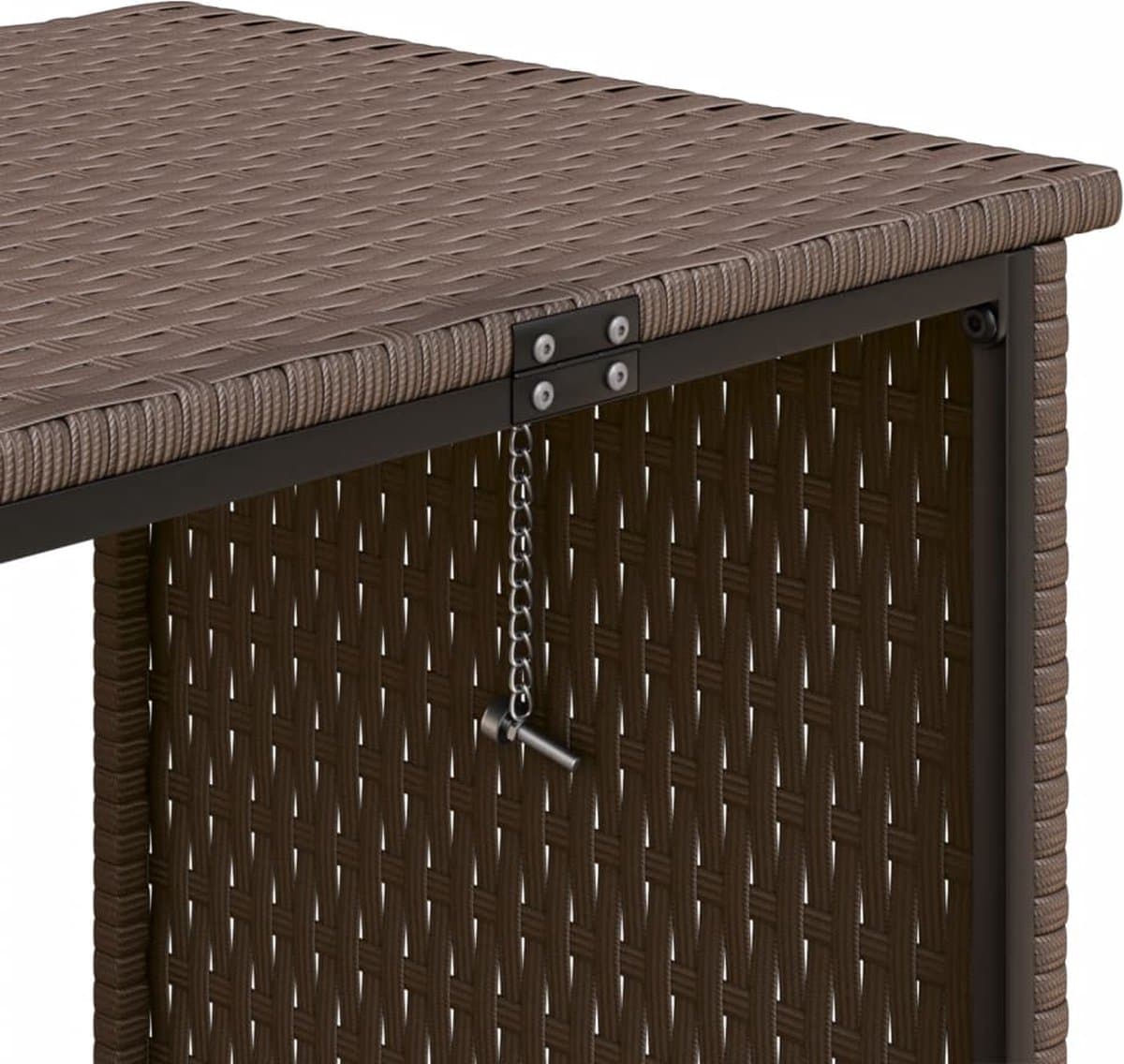 vidaXL - Tuinbank - met - tafel - en - kussens - L-vormig - poly - rattan - bruin thumbnail 4