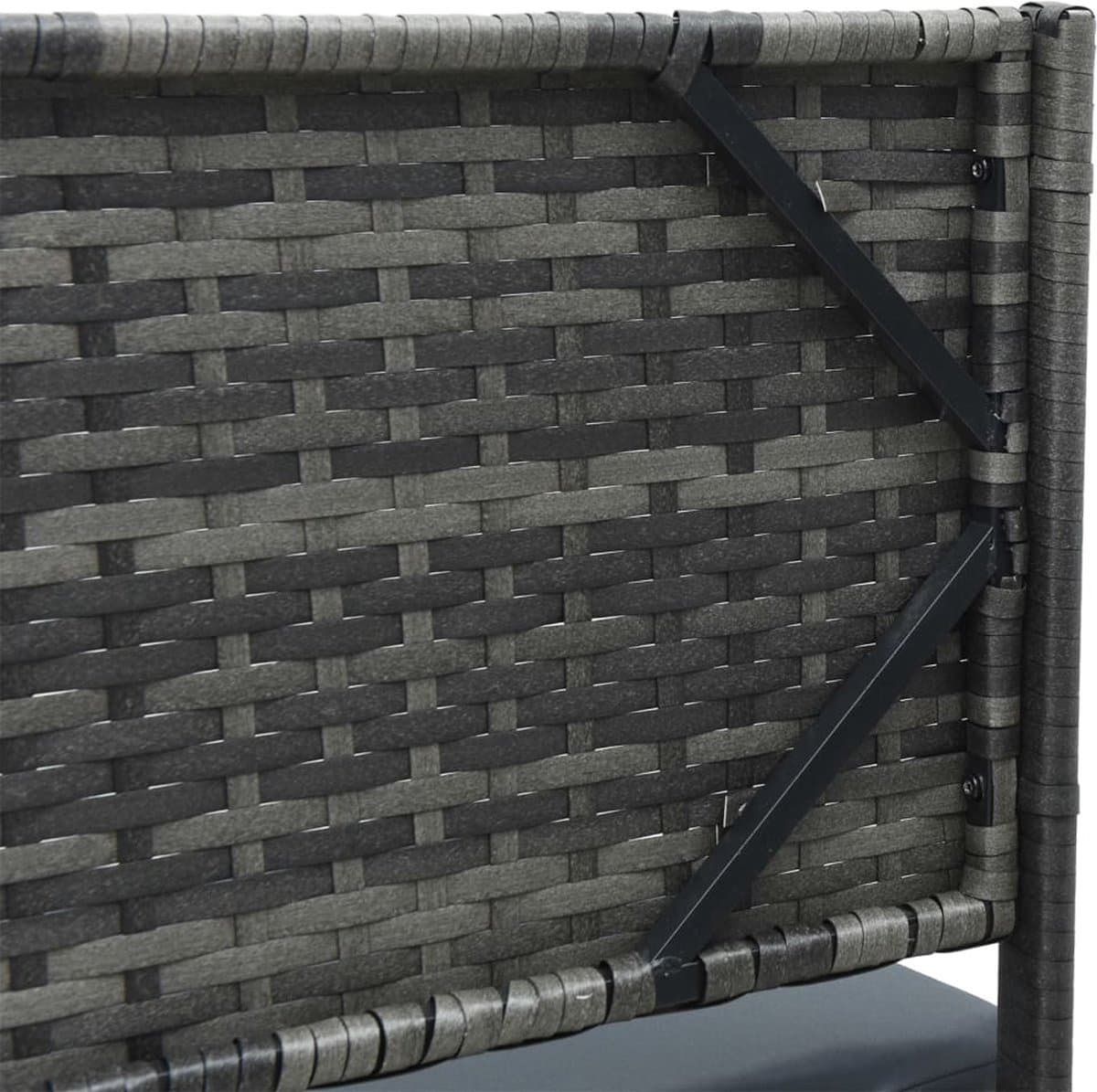 vidaXL - Tuinbank - met - tafel - en - kussens - L-vormig - poly - rattan - grijs thumbnail 3