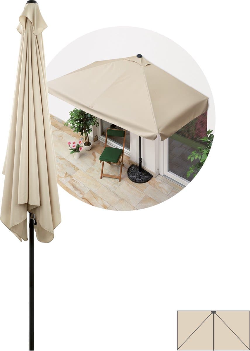 EASYmaxx rechthoekige parasol | 230 x 140 x 253 cm | voor balkon en terras | past precies tegen muren | met praktische handslinger en zonwering UV-bescherming 40+ | biedt schaduw thumbnail 3