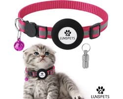 Lunspets - Kattenhalsband - Geschikt voor Airtag - Veiligheidssluiting - Reflecterend - Roze