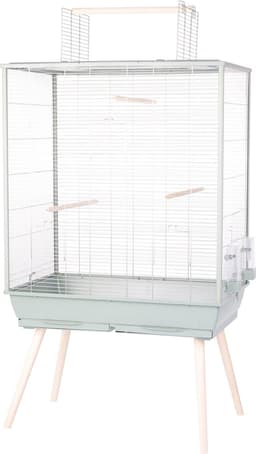 Productfoto van Vogelkooi ZOLUX Neolife Groen - Luxe Met Inrichting - 81x48x152 cm, Open Bovenkant, Inclusief Zitstokken en Silo's