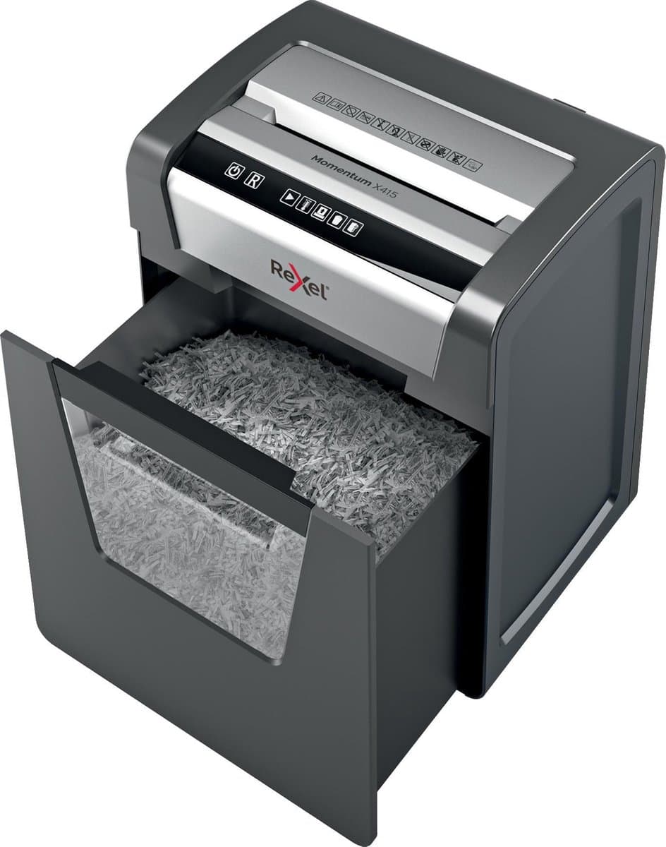 Rexel Momentum X415 Stille Papierversnipperaar - P4 Snippers - Tot 15 Vel - 23L - Zwart thumbnail 8