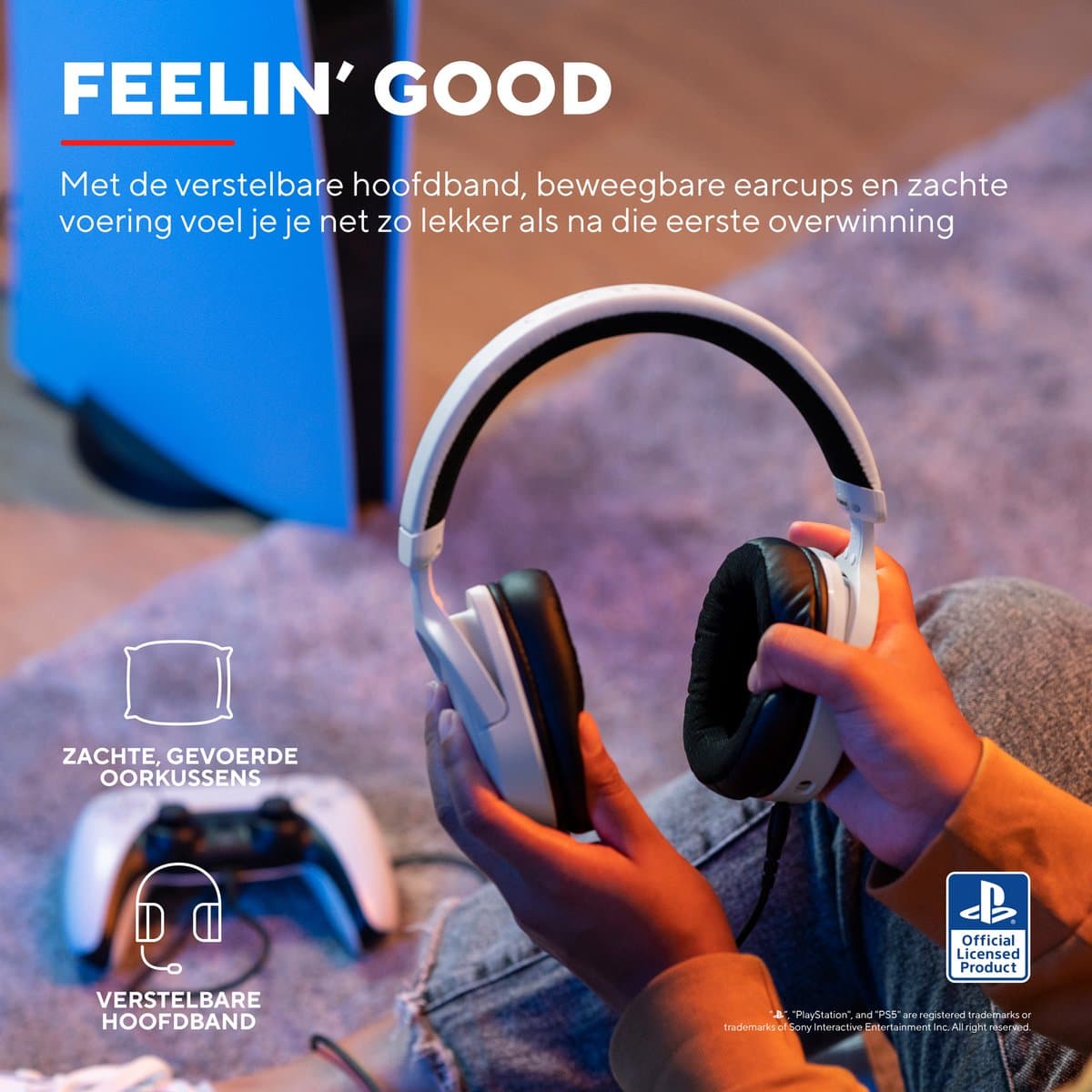 Trust GXT 498W Forta - Gaming Headset - Bedraad - Official Licensed voor PS5 - 50mm drivers - Over-ear - Wit thumbnail 2