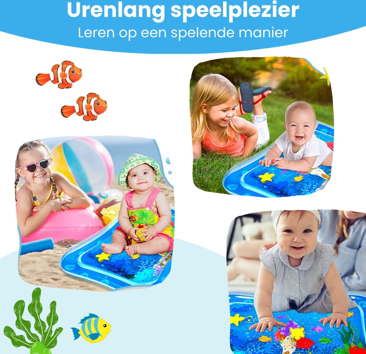 Waterspeelmat Met Figuurtjes | Waterspeelmat Baby | Watermat Baby | Origineel Kraamcadeau Voor Jongen En Meisje | Babyshower Cadeau | Blauw thumbnail 8