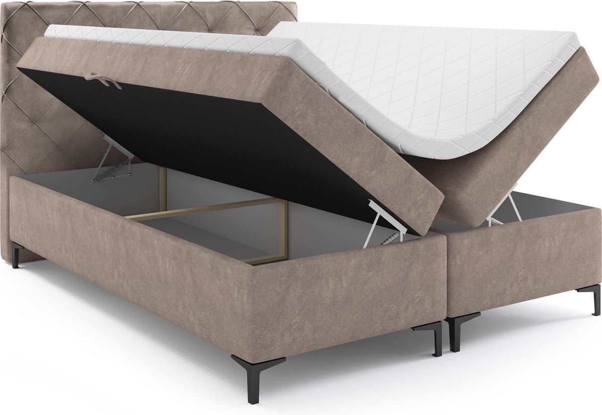 Meuba Oslo Boxspring 160x200 Taupe met Pocketveren & Topper thumbnail 2