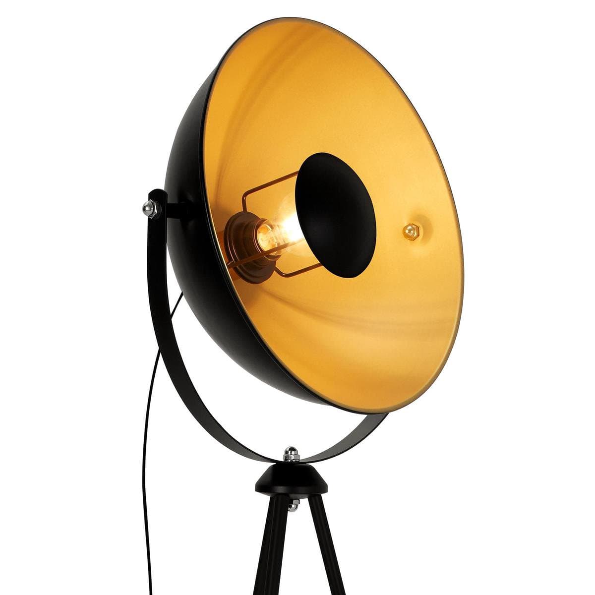 BRILONER Sand - Vloerlamp woonkamer - industrieel staande lamp - zwart goud - E27 fitting - metaal - 148cm thumbnail 4