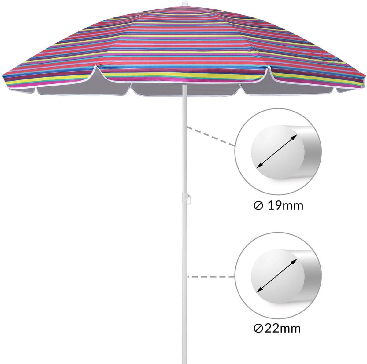 Kingsleeve Parasol 200cm - UV-bescherming 50+ Kantelbaar - Kleurrijk thumbnail 2