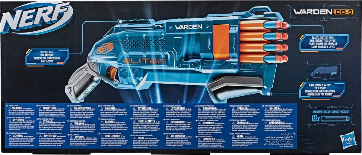 Hasbro Elite 2.0 Warden DB-8: dubbelloops nerf-gun met pompactie thumbnail 8