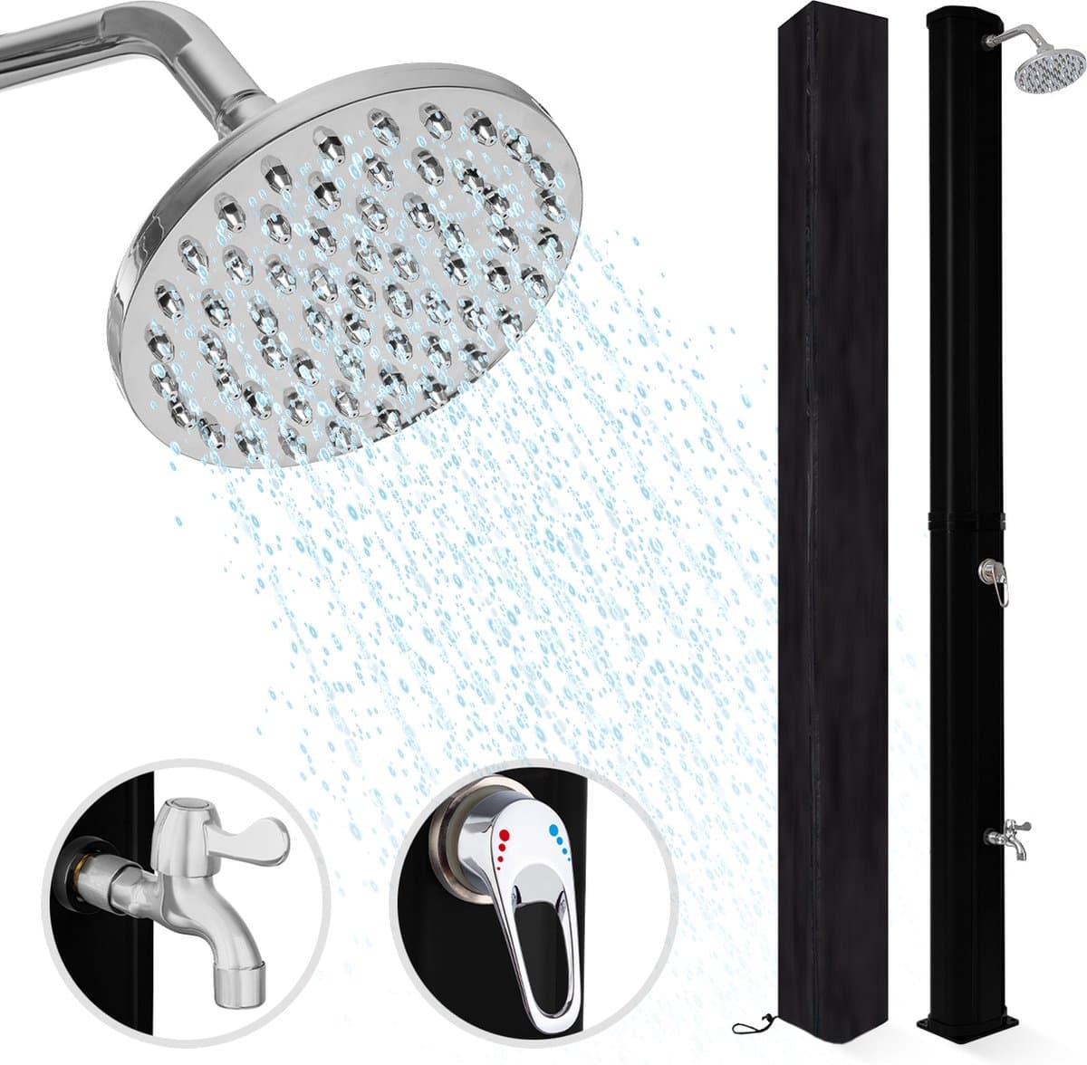 LifeGoods Buitendouche - Solar - Tuindouche - 360° Draaibare Douchekop - 35L - Zwart