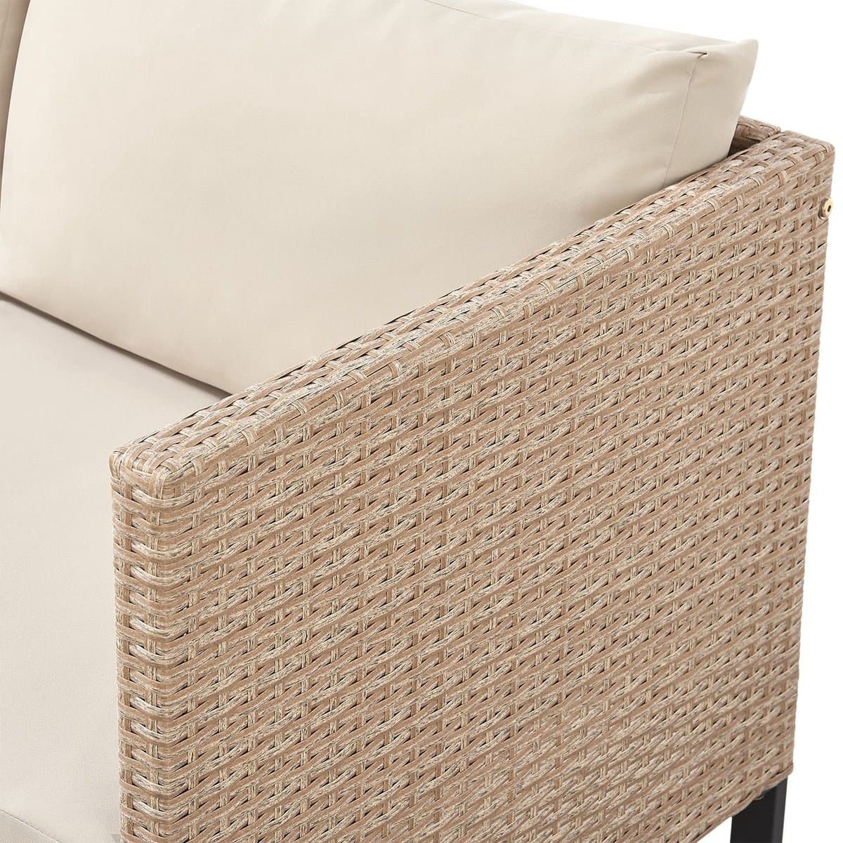 Juskys Loungeset / Tuinset Santorini - Polyrotan - Modulair - Crème - Incl. Tafel & Opbergbox thumbnail 4