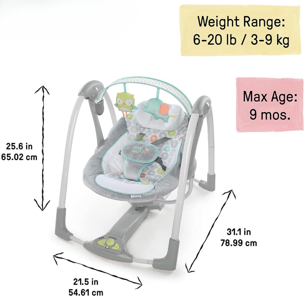 Elektrische Wipstoel - Elektrische Babyschommel - Schommelstoel - Baby Swing - Premium thumbnail 2
