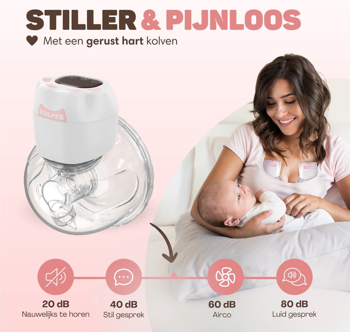 Vulpes Goods® BabyCare - Handsfree Borstkolf - Elektrische Draadloze Borstkolf - Draagbaar – Elektrische Kolf - Incl. 30 Moedermelkbewaarzakjes, Borstvoeding informatie, Reistas & Borstschildverkleiners thumbnail 8