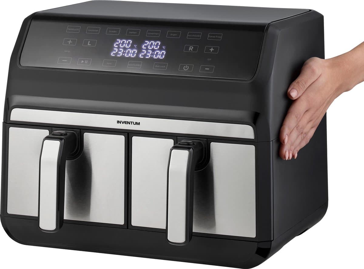 Inventum GF800HLD Dubbele Airfryer XXL - 8L - Dual Cook - Grill- & roosterfunctie - 8 programma's - 80-200 °C - PFAS-vrij - Tot 6 personen - Zwart/RVS - WK thumbnail 5