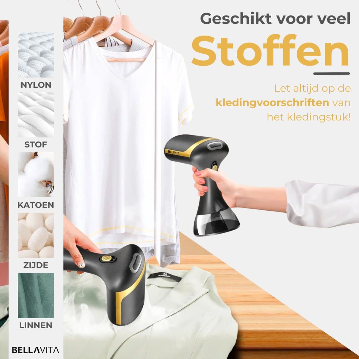 BELLAVITA ® Kledingstomer - Handstomer - Steamer - Kleding Stomer - Stoomapparaat - Zwart - 300ml - Stoomstrijkijzer - Textielstomer - Kleding - Strijken thumbnail 7