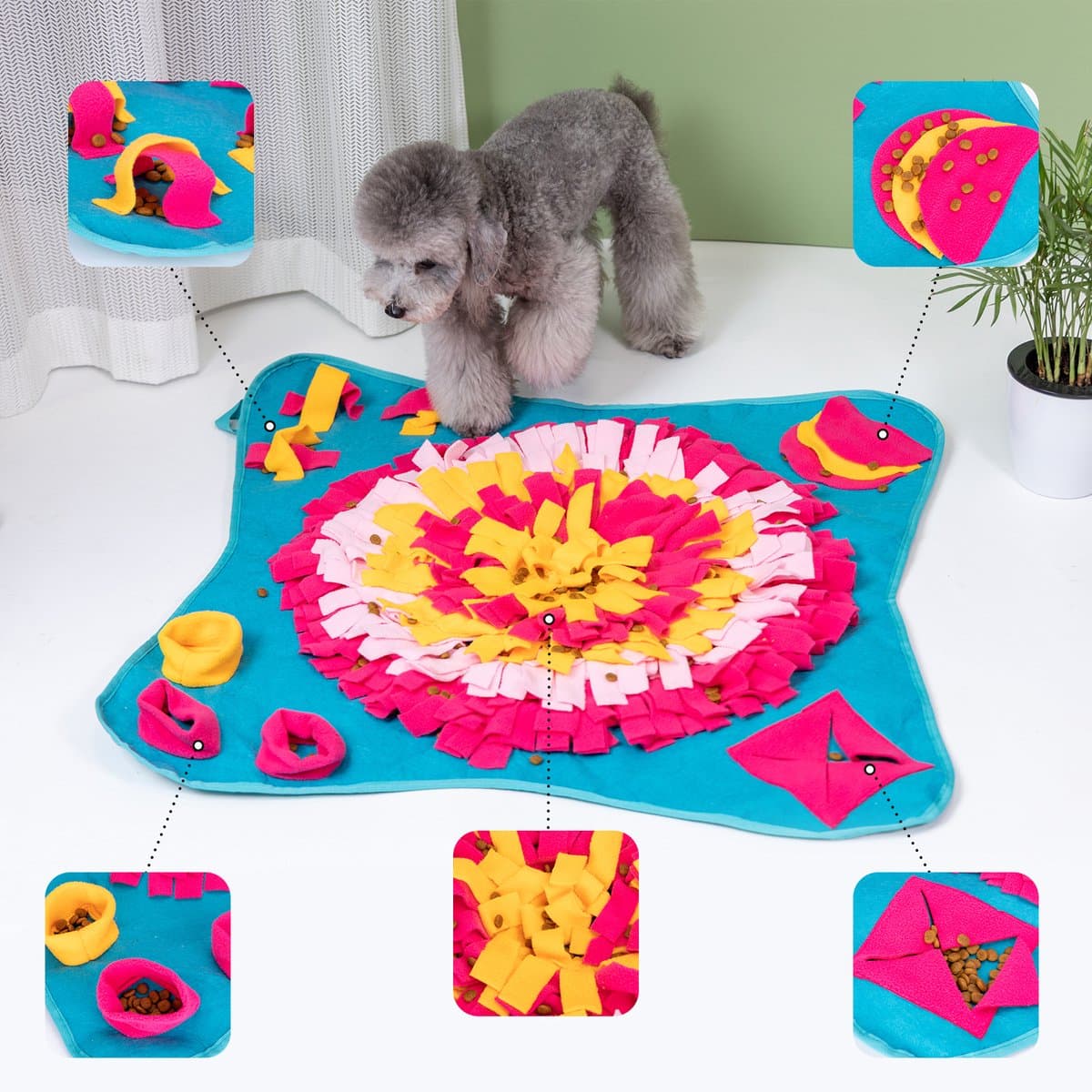 Nobleza Snuffelmat hond - honden speelmat - hondenspeelgoed - fleece - snackmat - 70 x 70 cm thumbnail 6