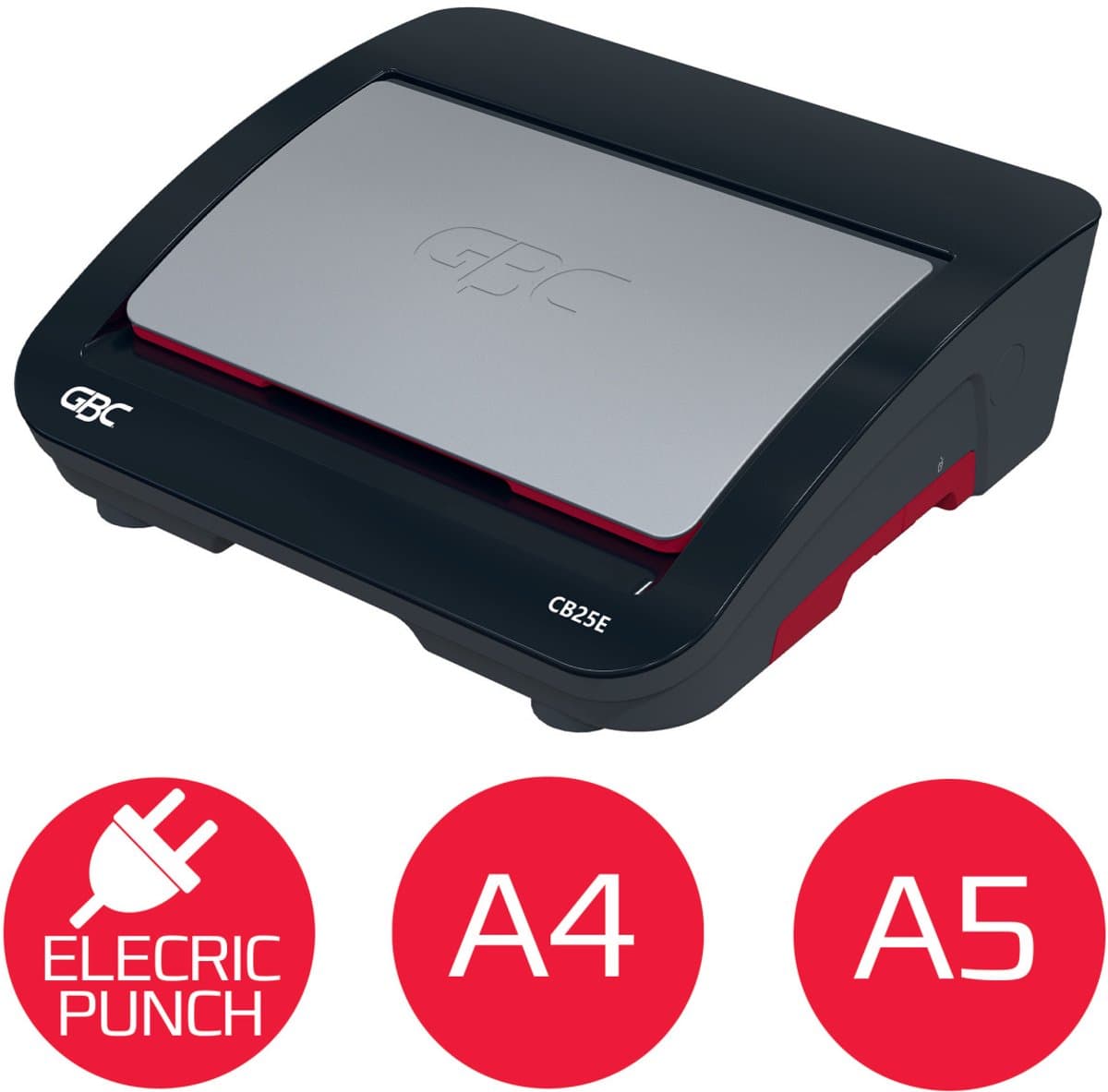 GBC CombBind® CB25E Elektrische Inbindmachine - Plastic Bindruggen - 450 Vel - Zwart/ Rood thumbnail 6