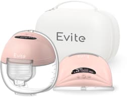 Productfoto van Evite Elektrische Draadloze Borstkolf Slim – Handsfree & Draagbaar – BPA-Vrij – Dubbele Borstkolf – Met E-Book - Inclusief Tas - Roze