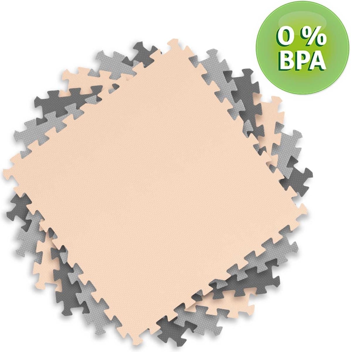 Speelmat Puzzelmat Baby - 180x180 cm - Grijs & Perzik - Foam Mat thumbnail 2