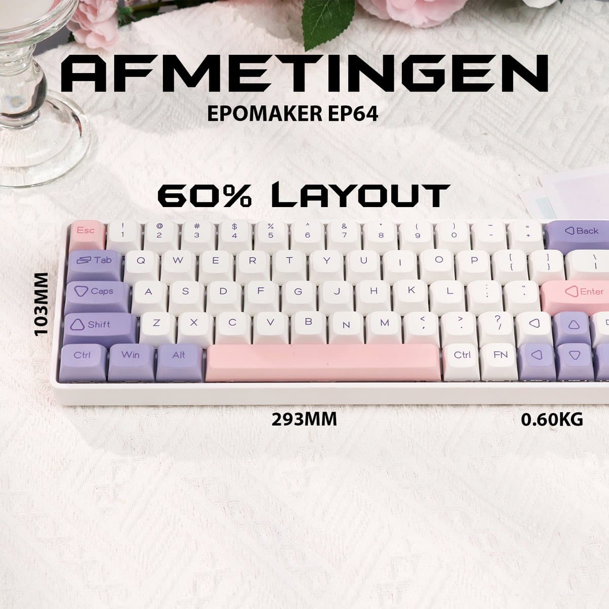 EPOMAKER EP64 - Wit - Mechanisch Draadloos Toetsenbord - RGB - 60% - QWERTY - Gaming Keyboard - Epomaker Mulan Switch thumbnail 6