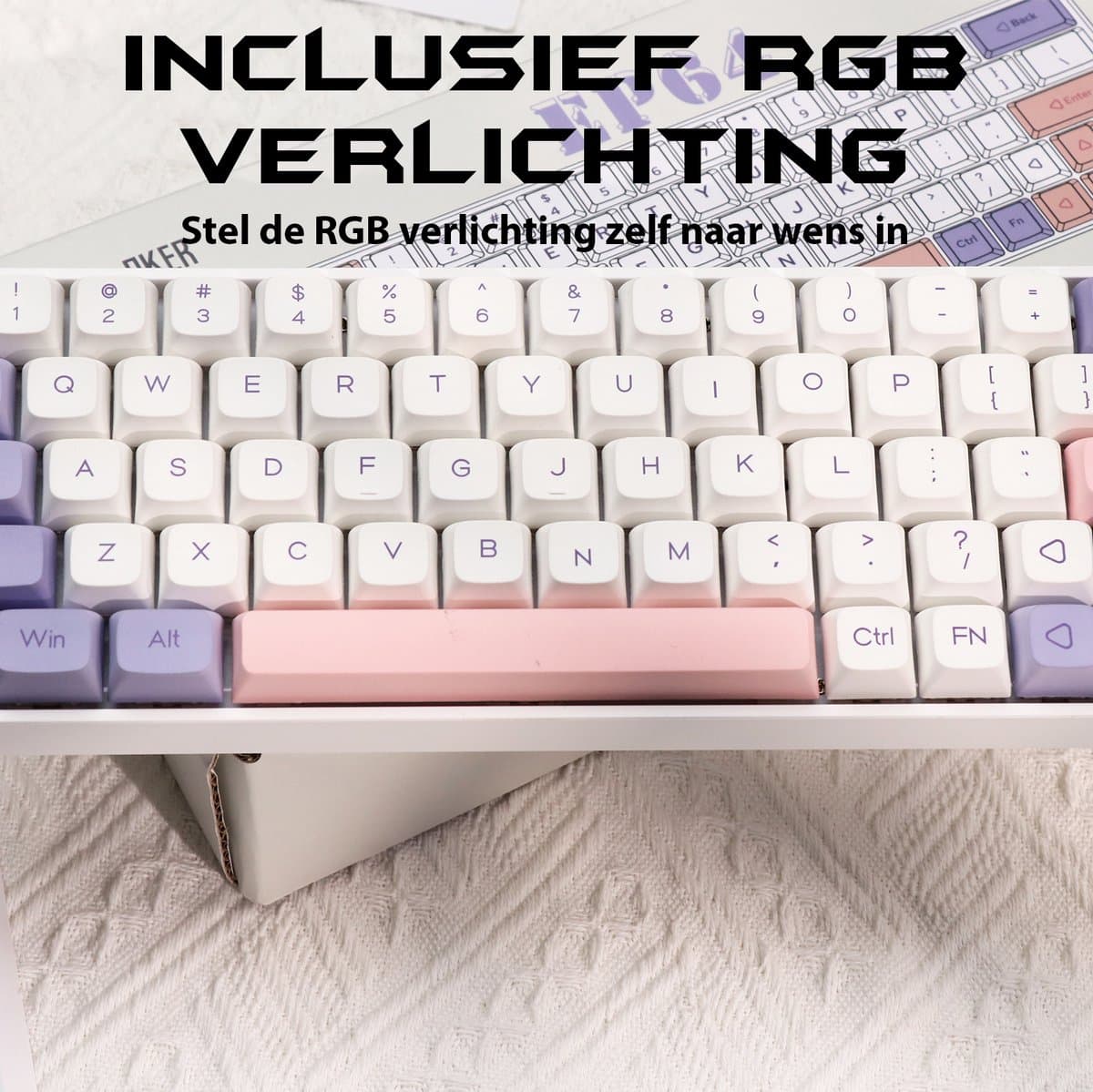 EPOMAKER EP64 - Wit - Mechanisch Draadloos Toetsenbord - RGB - 60% - QWERTY - Gaming Keyboard - Epomaker Mulan Switch thumbnail 3