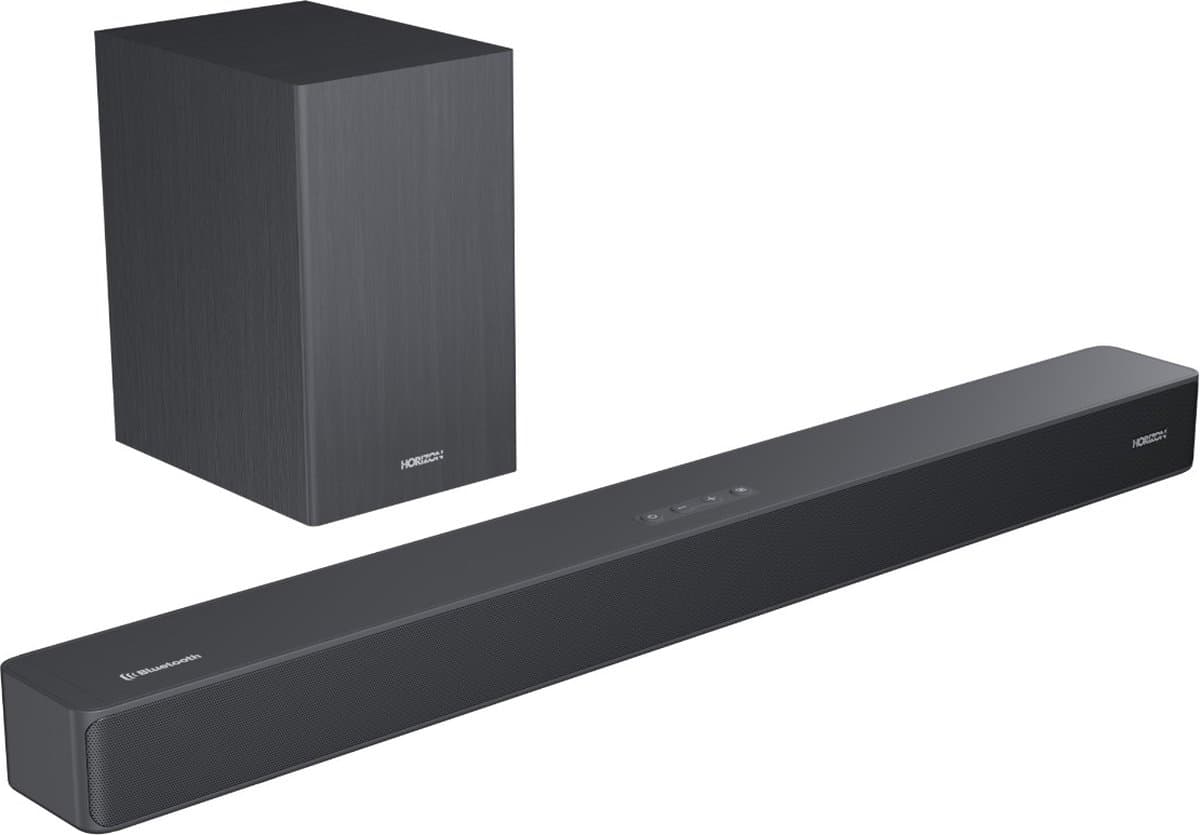 Horizon Soundbar met Subwoofer voor TV - Werkt op alle TV's - Bluetooth - 2.1CH - 60W - Kleine Soundbar met Afstandsbediening - Speaker - Antraciet