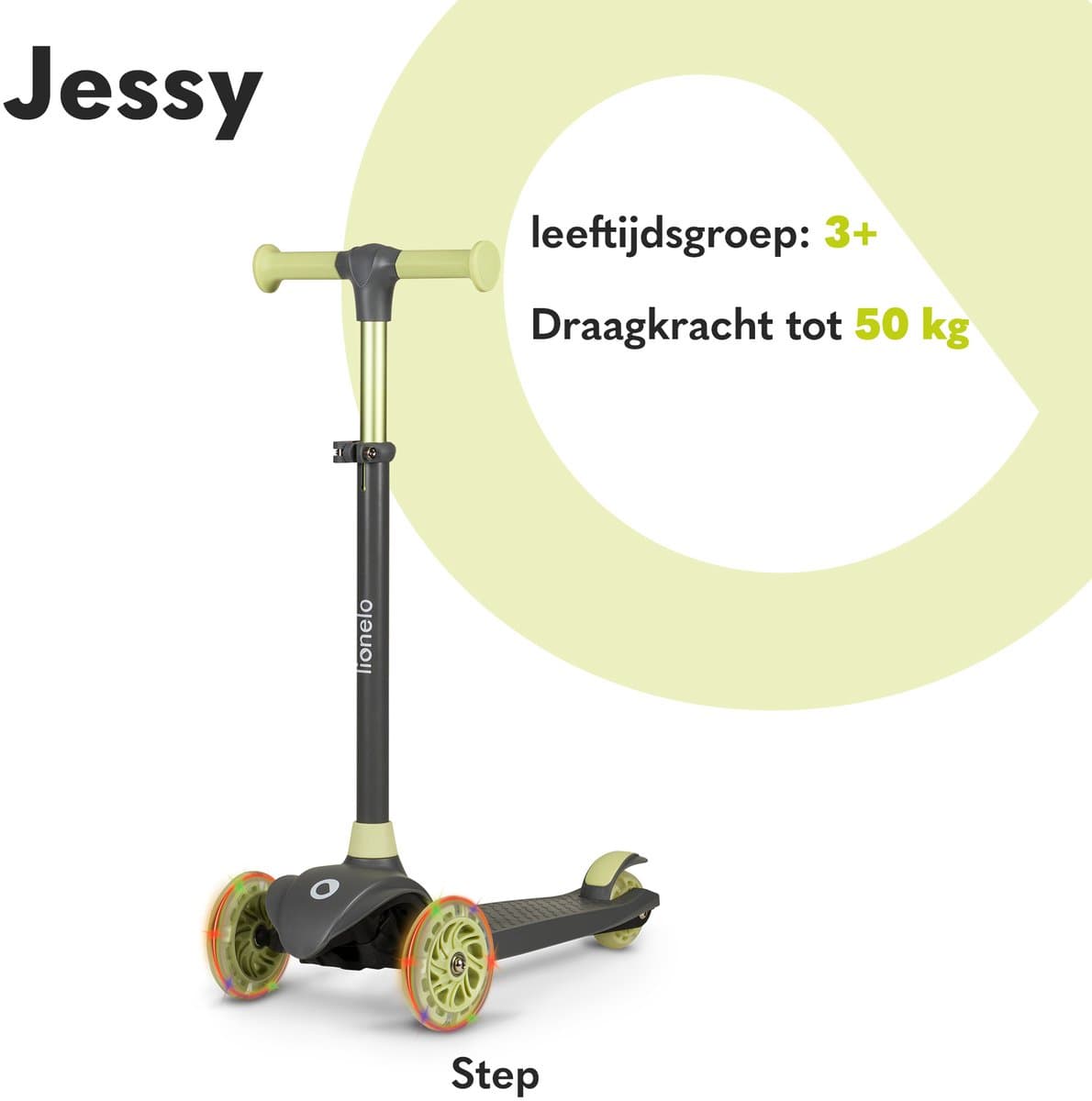 Lionelo Jessy Kinderstep - step 3 wielen - leeftijdsgroep 3+ - max 50kg - LED verlichting in de wielen - hoogte verstelbaar 65-70-75-80 cm thumbnail 8