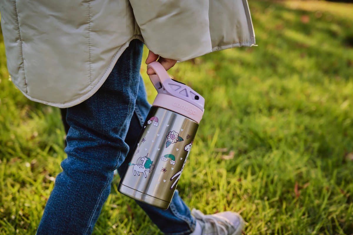 Contigo Easy Clean Autospout thermosfles met rietje voor kinderen, BPA-vrije roestvrij stalen waterfles, 100% lekvrij, makkelijk te reinigen, ideaal voor dagverblijf, school en sport, 380 ml | Flying Unicorn thumbnail 6