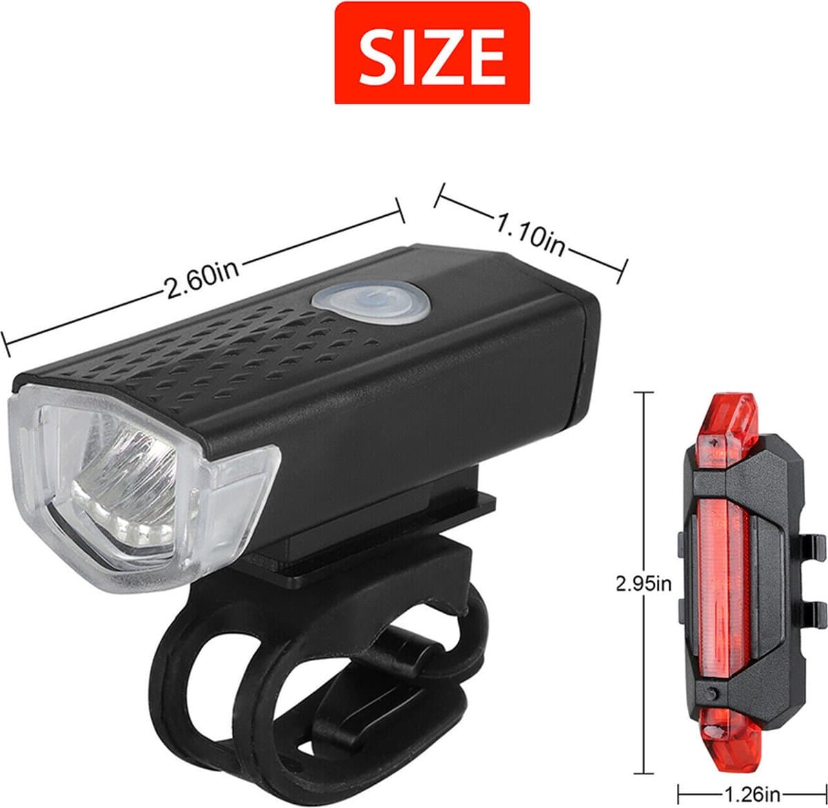Fietsverlichting - Set voor- en achterlicht - Oplaadbaar - USB - Voorlicht Fiets - Achterlicht Fiets - Verlichting thumbnail 7
