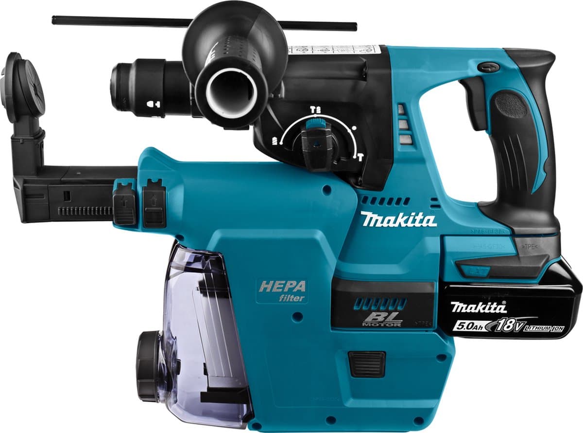 Makita DHR243RTJW: 18V combihamer met stofafzuiging thumbnail 3