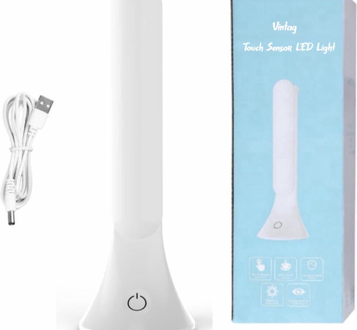 Opvouwbare Bureaulamp - Touch aan/uit knop - 3 Standen - COB - Dimbaar - Inklapbaar - Op Batterij OF Usb (Inclusief USB Kabel) - Wit - Fraai Design - thumbnail 2