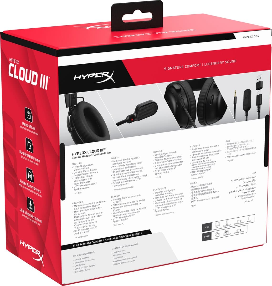 HyperX Cloud III Gaming Headset - PC, PS5, Xbox Series X|S - Zwart thumbnail 7